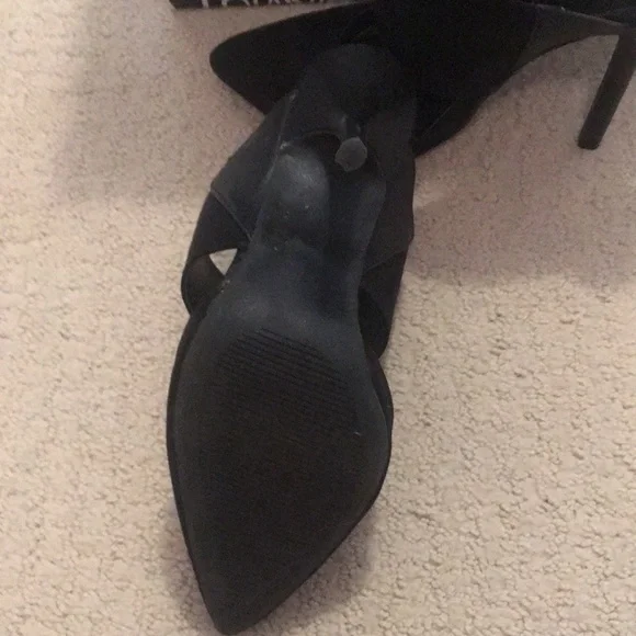 🔻Wild Diva🔻Adora Mules Stiletto Heels Black Suede Shoes - Picture 4 of 12